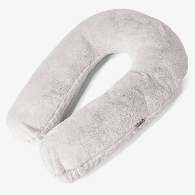 Almohada Abrazo - Piel de Conejo Sintética Gris Claro 01