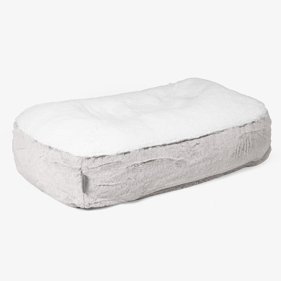 Cama Encorvada para Perros Mediana - Piel de Conejo Sintética Gris Claro 01