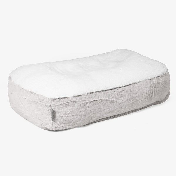 Cama Encorvada para Perros Mediana - Piel de Conejo Sintética Gris Claro 01