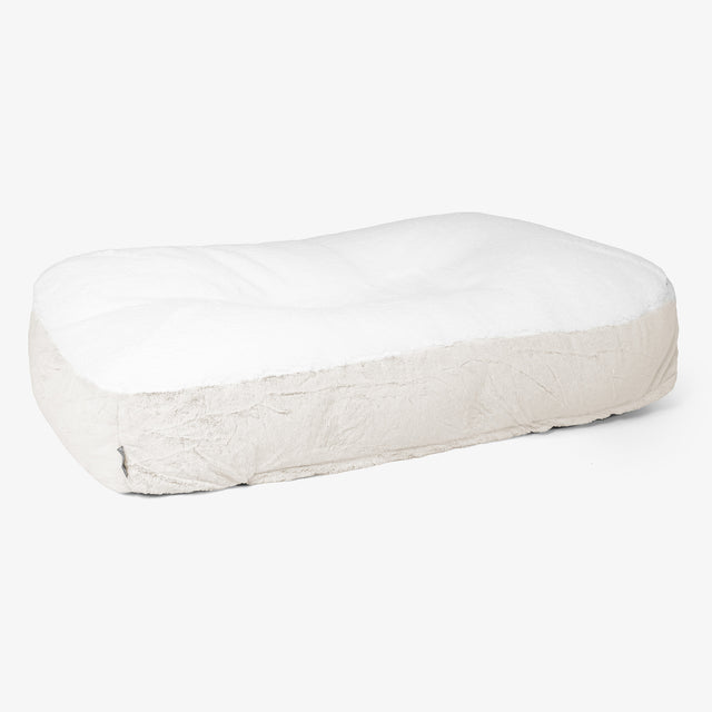 Cama Encorvada para Perros XL - Piel de Conejo Sintética Blanco 01