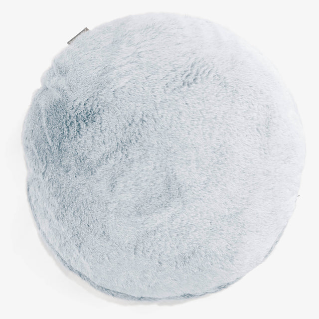 Fundas de Cojín Redondo 50cm - Piel de Conejo Sintética Azul Empolvado 01