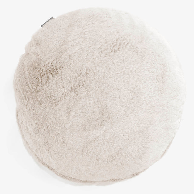 Fundas de Cojín Redondo 50cm - Piel de Conejo Sintética Blanco 01