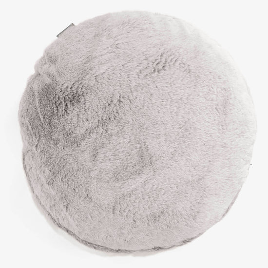 Fundas de Cojín Redondo 50cm - Piel de Conejo Sintética Gris Claro 01