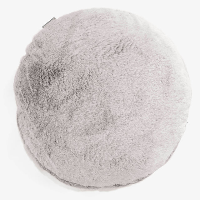 Fundas de Cojín Redondo 50cm - Piel de Conejo Sintética Gris Claro 01