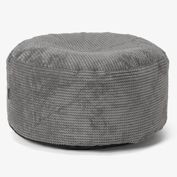 Puf Redondo con Bandeja para Servir - Pompón Carbón Gris - 01