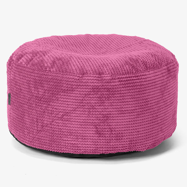 Puf Redondo con Bandeja para Servir - Pompón Rosa - 01