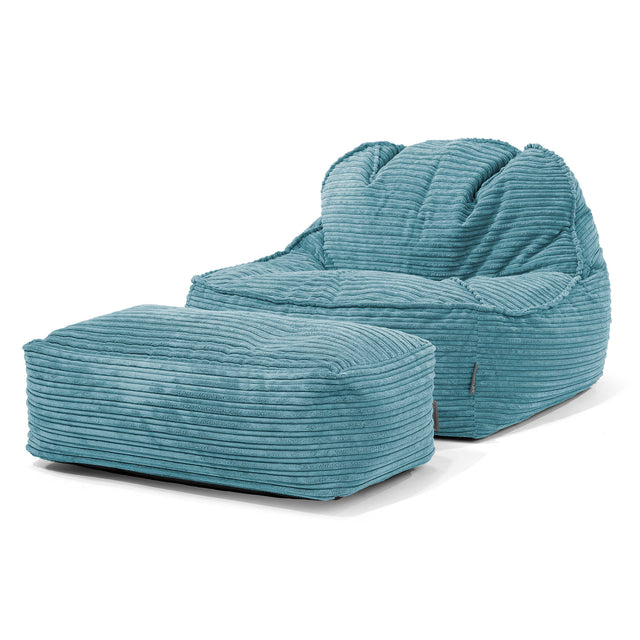 Puf Silla Encorvada 2.0 - Pana Clásica Egeo Azul 02