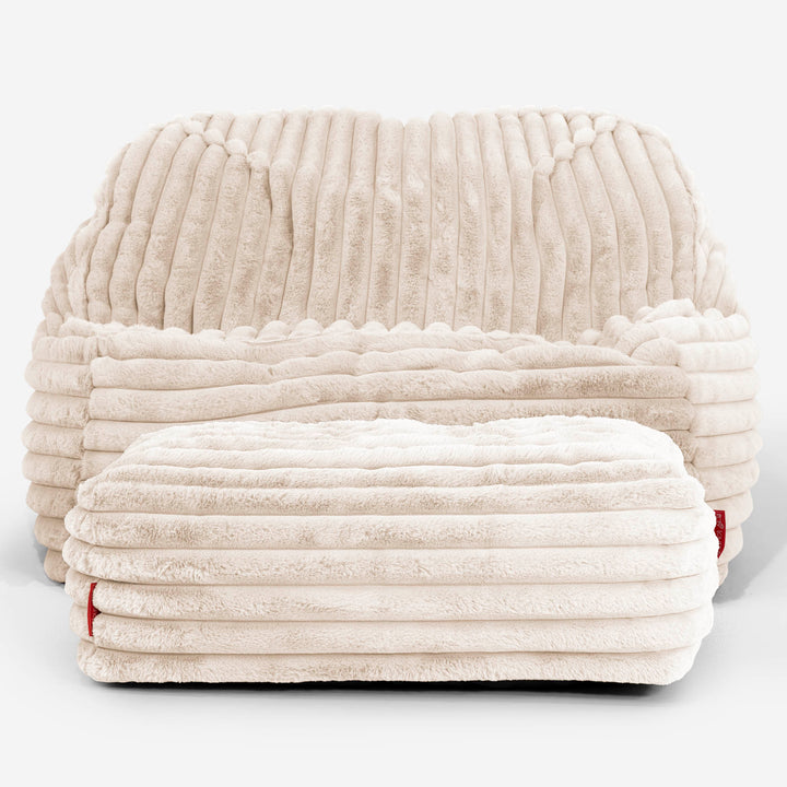 Puf Silla Encorvada - Pana de Felpa Ultra Crema 03