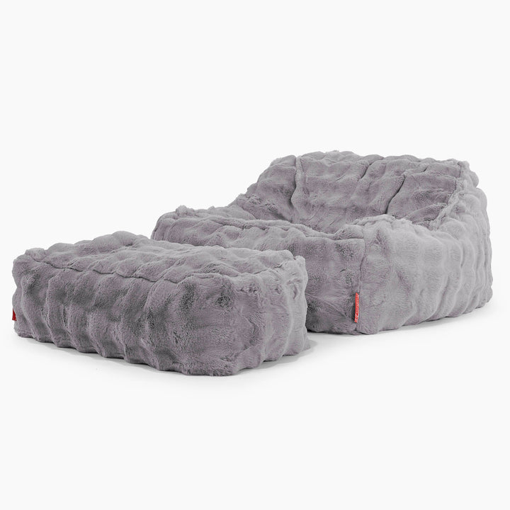 Puf Silla Encorvada - Piel Sintética de Burbuja Gris 02