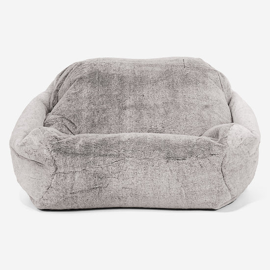 Puf Silla Sabina - Piel de Conejo Sintética Gris Claro 02
