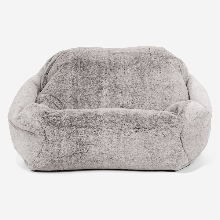 Puf Silla Sabina - Piel de Conejo Sintética Gris Claro 02