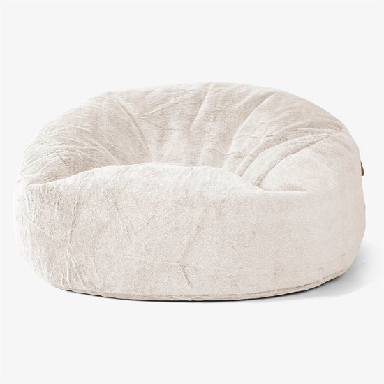 Puff Gigante Sofá 'Mamut' - Piel de Conejo Sintética Blanco 01