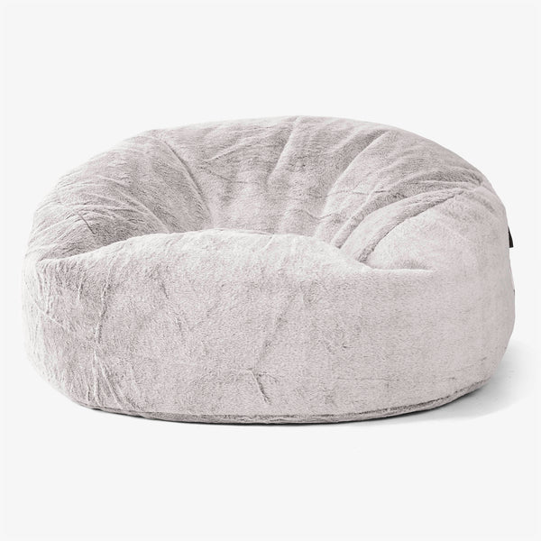 Puff Gigante Sofá 'Mamut' - Piel de Conejo Sintética Gris Claro 01