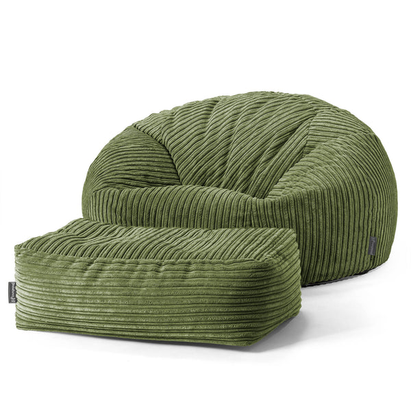 Puff Gigante Sofá Clásica - Pana Clásica Bosque Verde 01