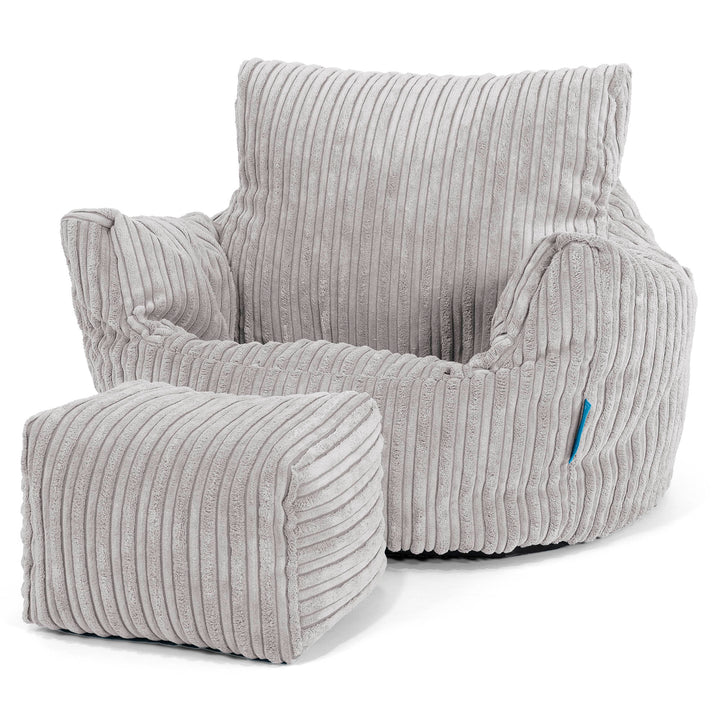 Puff Sillón para niños 1-3 años - Pana Clásica Gris Plata 02