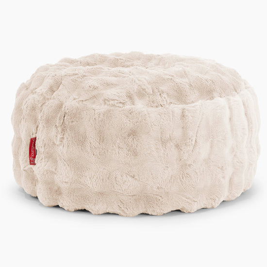 Puff Taburete - Piel Sintética de Burbuja Crema 01