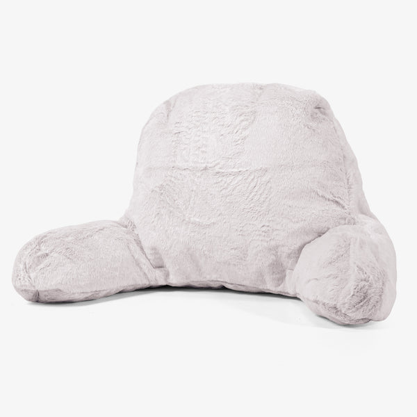 Almohada de Lectura de Alto Soporte - Piel de Conejo Sintética Rosa Empolvado