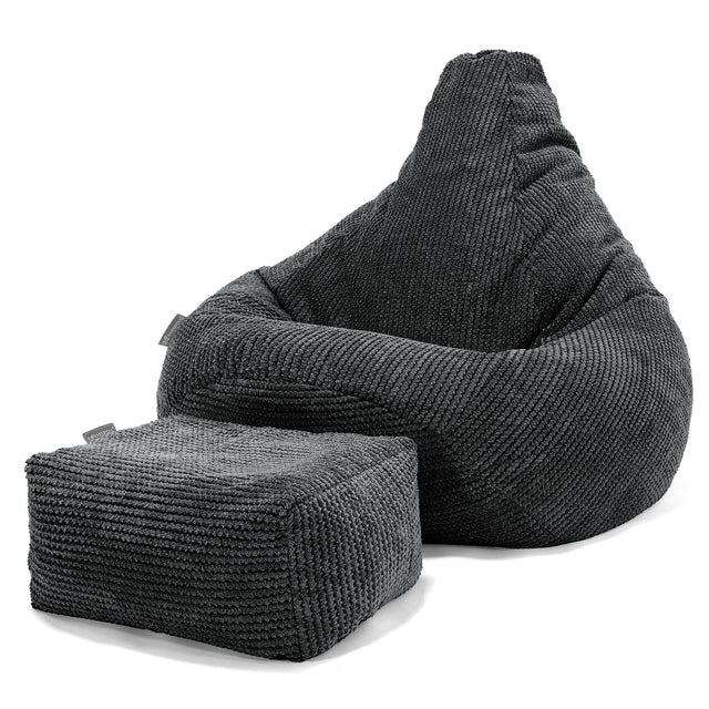 Silla De Juego Puf - Pompón Negro 01
