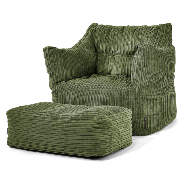 Sillón Puff Victor - Pana Clásica Bosque Verde 02