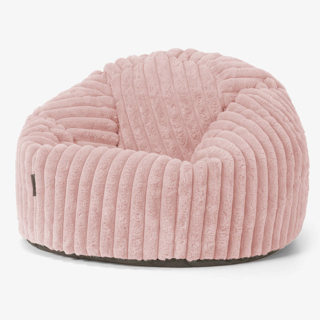 Puff Redondo - Pana de Felpa Ultra Rosa Empolvado 01