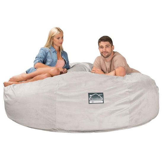 Lounge Pug, CloudSac 3000 XXL, Sofá Puf Viscoelástico King Sized, Terciopelo Plata
