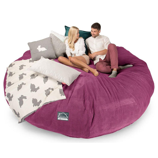 Lounge Pug, CloudSac 5000 XXXXXL, Sofá Puf Viscoelástico Titánico, Pompón Rosa