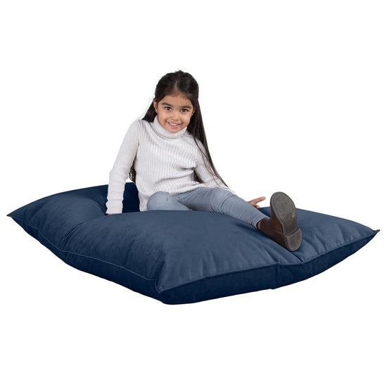 LOUNGE PUG, Puff Cama Junior, Terciopelo - Azul Marino