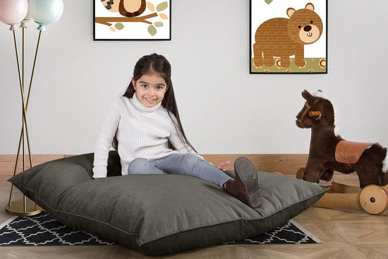 LOUNGE PUG, Puff Cama Junior, Terciopelo - Grafito