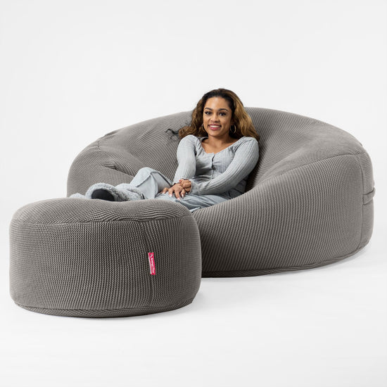 LOUNGE PUG - Puff Gigante 'Mega-Mamut' - Ellos Punto Grueso Gris