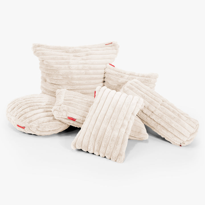 Fundas de Cojín Rectangular Gigante 40 x 80cm - Pana de Felpa Ultra Crema 02
