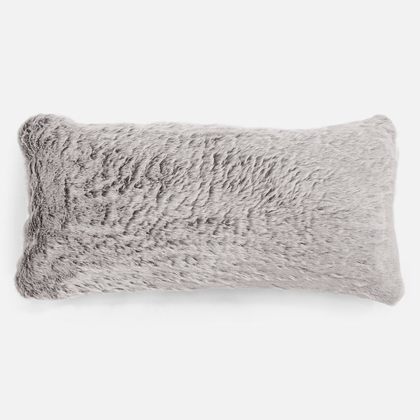 CloudSac 50 Almohada Gigante Viscoelástica 40 x 80cm - Piel de Conejo Sintética Gris Claro 