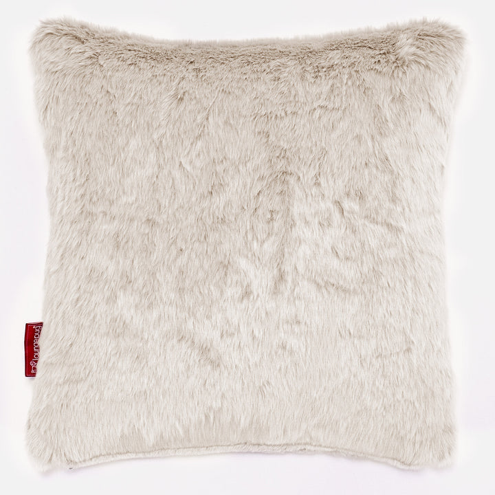 Cojín 47 x 47cm - Piel de Conejo Sintética Blanco 01