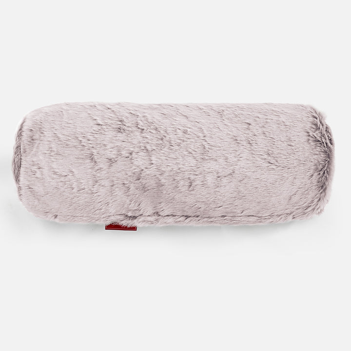 Cojín Cilíndrico 20 x 55cm - Piel de Conejo Sintética Rosa Empolvado 02
