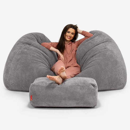 Enorme Sofá / Puff Gigante - Pompón Carbón Gris 03