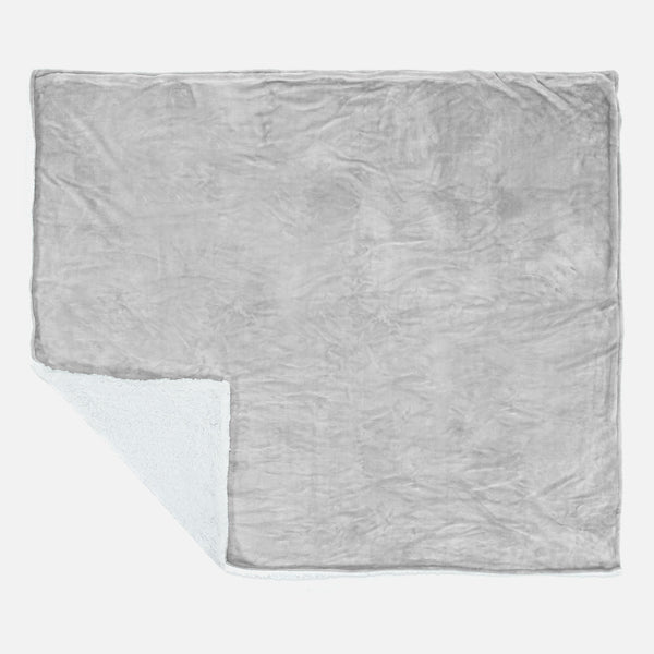Manta Sherpa - Manta de Franela de Sherpa Gris Claro 02