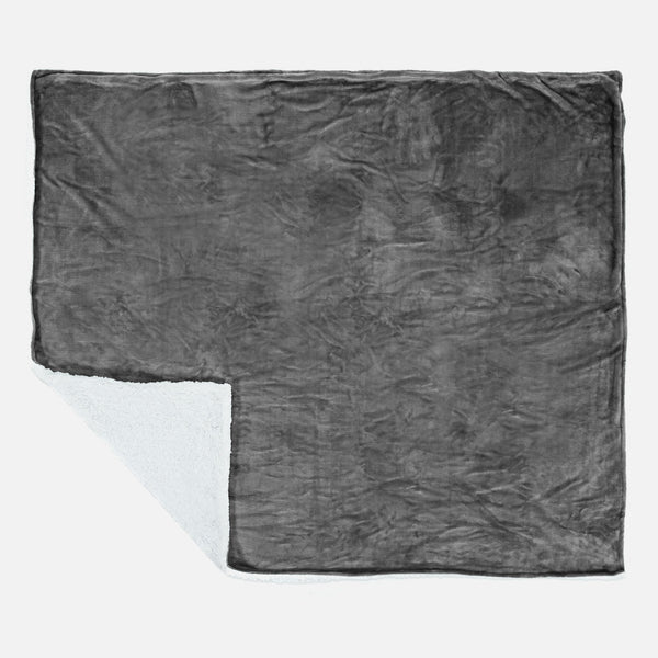 Manta Sherpa - Manta de Franela de Sherpa Gris 02