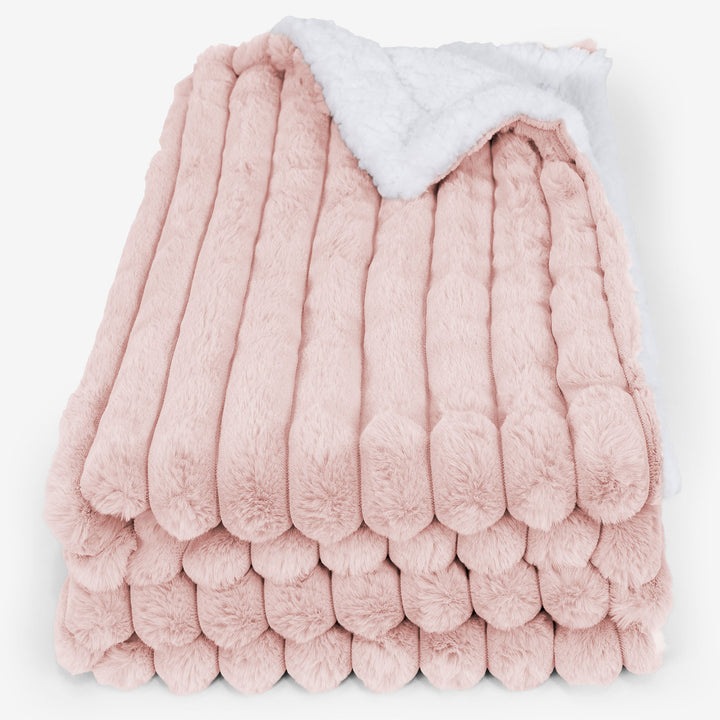 Manta de Sherpa - Pana de Felpa Ultra Rosa Empolvado 01
