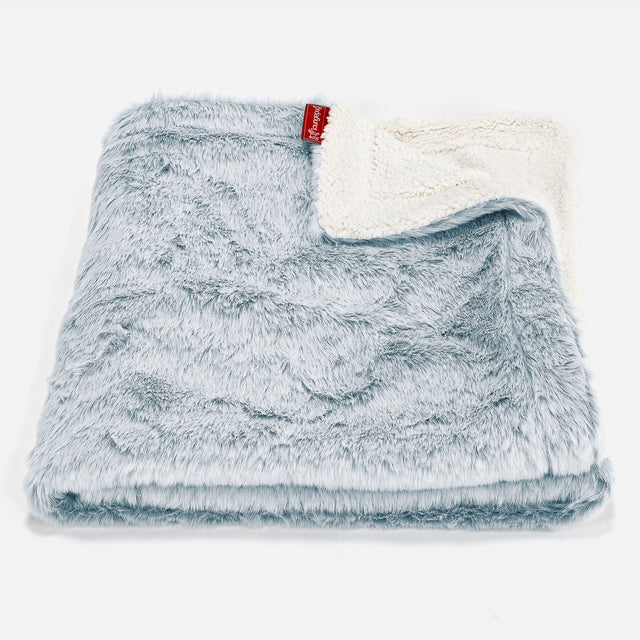 Manta de Sherpa - Piel de Conejo Sintética Azul Empolvado 01
