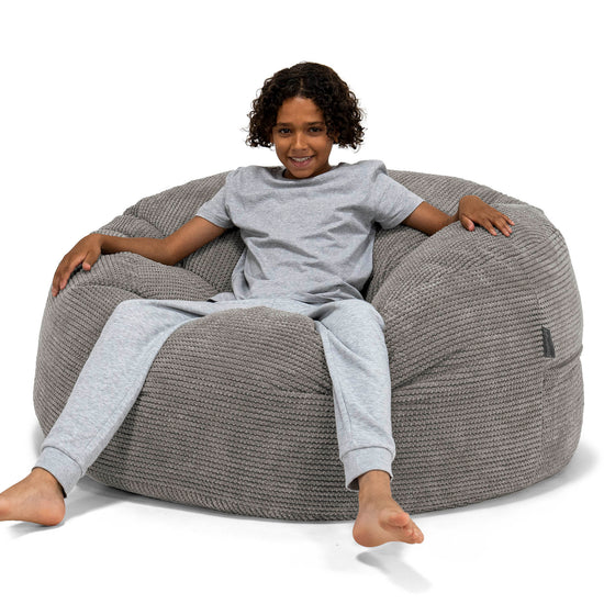 Puf Ultra Cómodo para Niños de 6 a 14 años - Pompón Carbón Gris 01