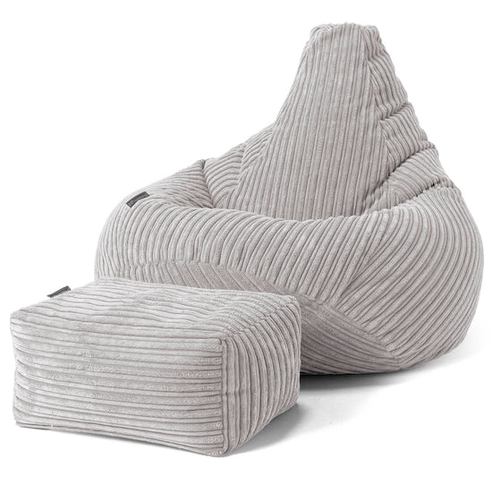 Puf Silla de Juego para Niños de 6 a 14 años - Pana Clásica Aluminio Plata 02