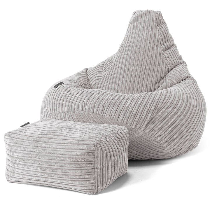 Puf Silla de Juego para Niños de 6 a 14 años - Pana Clásica Aluminio Plata 02