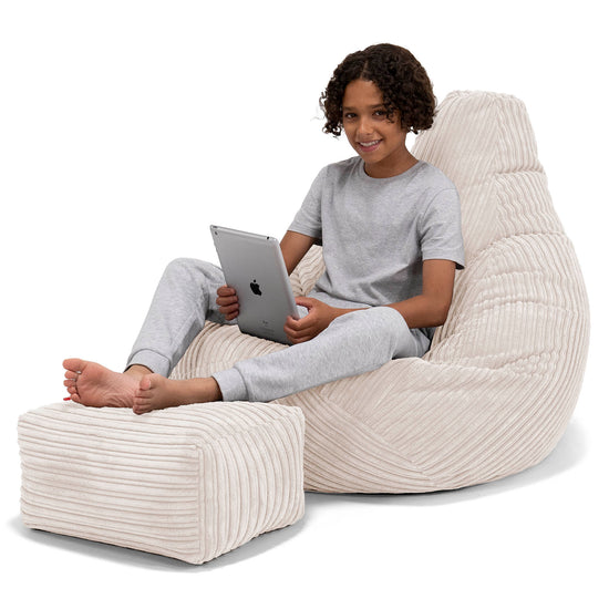 Puf Silla de Juego para Niños de 6 a 14 años - Pana Clásica Marfil 01