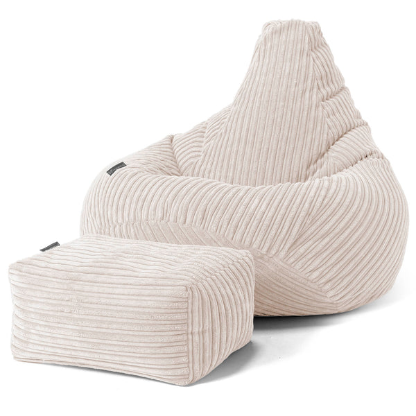 Puf Silla de Juego para Niños de 6 a 14 años - Pana Clásica Marfil 01