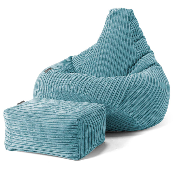 Puf Silla de Juego para Niños de 6 a 14 años - Pana Clásica Egeo Azul 01