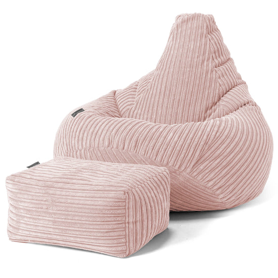Puf Silla de Juego para Niños de 6 a 14 años - Pana Clásica Rosa Claro 02