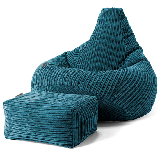 Puf Silla de Juego para Niños de 6 a 14 años - Pana Clásica Turquesa 02