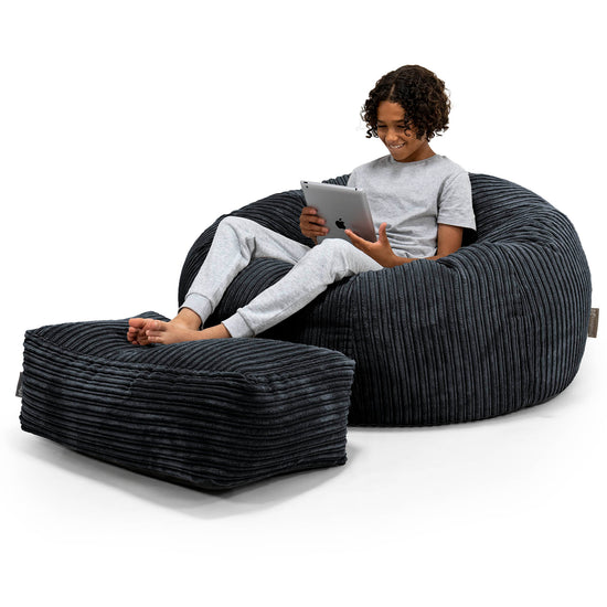Puf Sofa para Niños de 6 a 14 años - Pana Clásica Negro 01