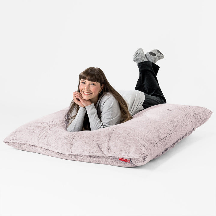 Puff Gigante Cama XL - Piel de Conejo Sintética Rosa Empolvado 03