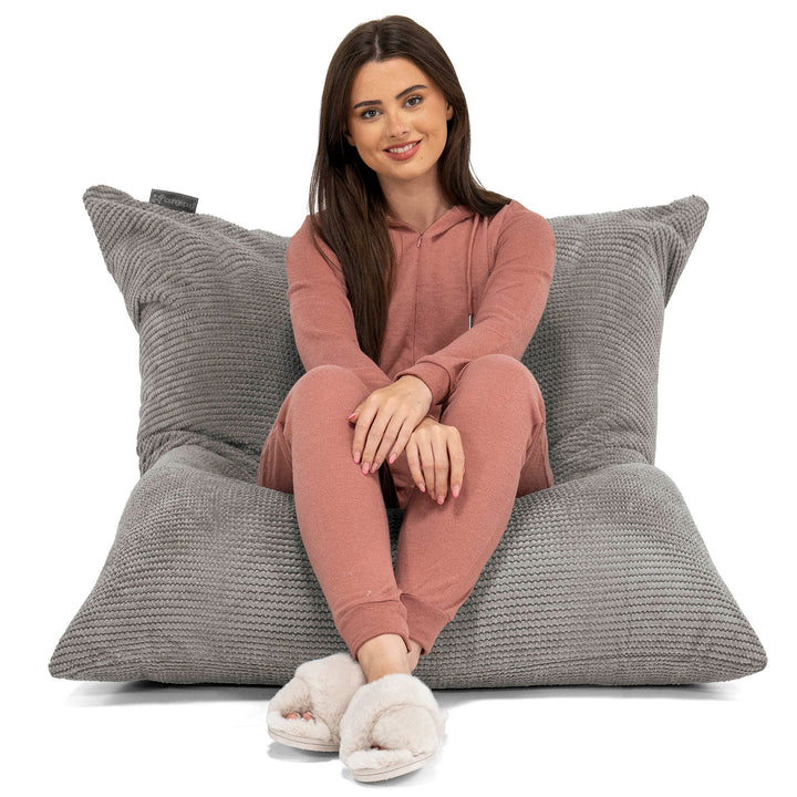 Puff Gigante Cama XL - Pompón Carbón Gris 02