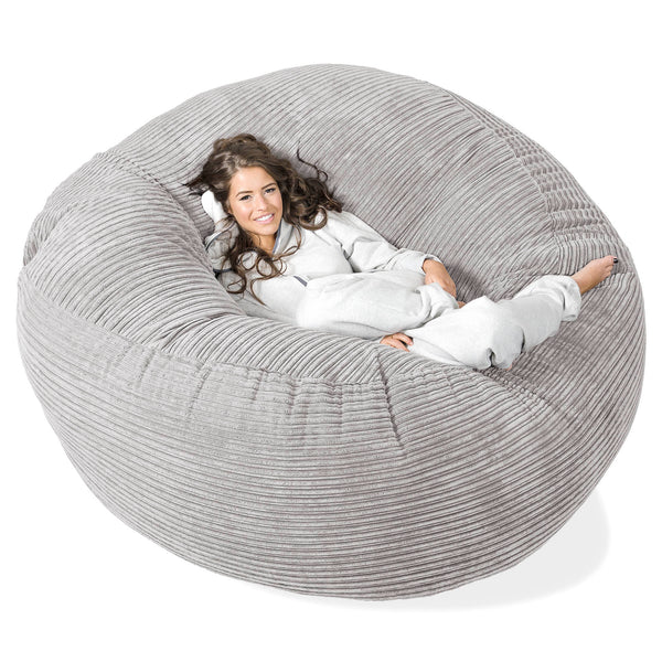 Puff Gigante 'Mega-Mamut' - Pana Clásica Aluminio Plata 01